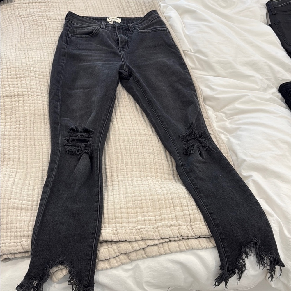 L’AGENCE Dark Grey Distressed Women's Jeans